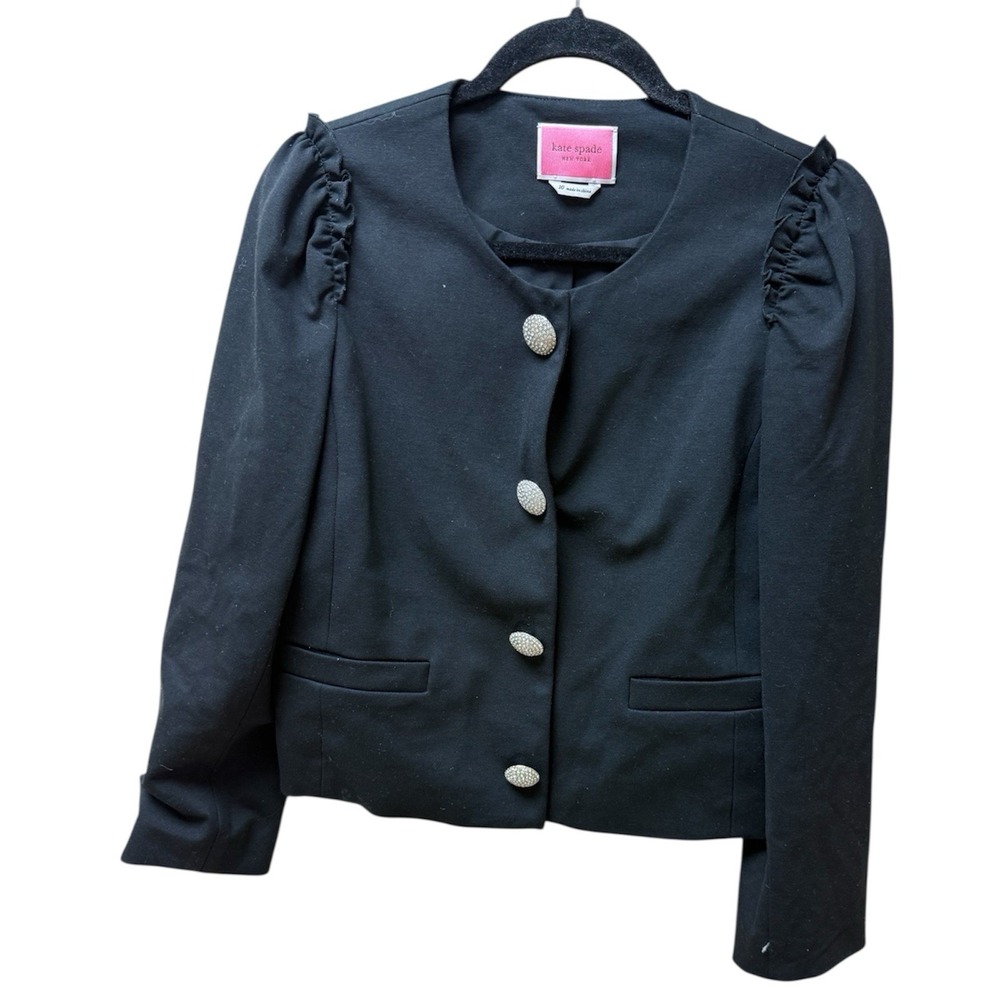 Kate Spade New York Women's Black Jewel Button Ponte Jacket. Sz 10 - Picture 11 of 11